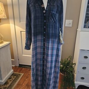 Aratta Blue and Purple Plaid Maxi Dress